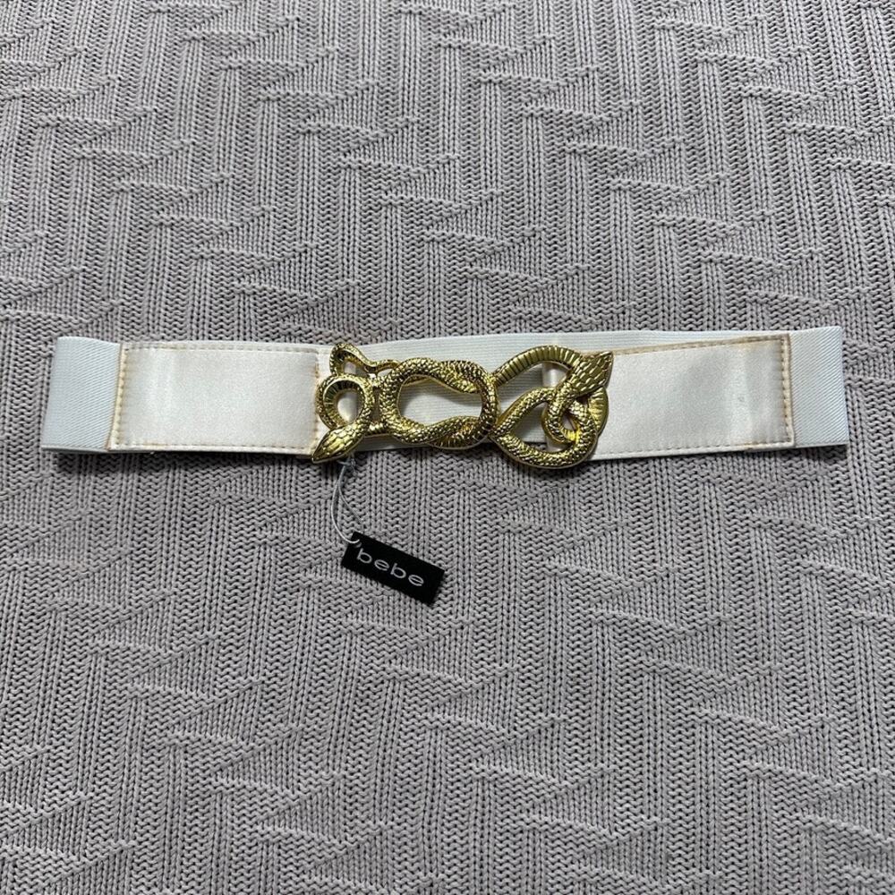 Bebe white elastic interlocking belt size M/L NWT